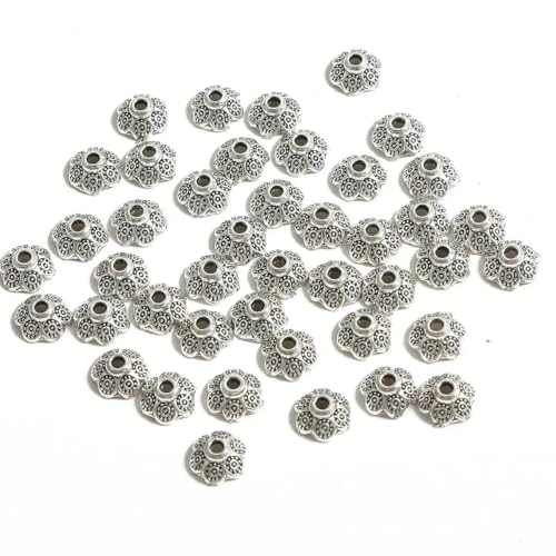 50 Stück tibetische antike Silberfarbe Blattgold Blumenperlen Endkappen für Schmuckherstellung Handarbeiten Spacer Perlenkappen DIY Zubehör-9mm 50 Stück_b 50 Stück tibetische antike Silberfarbe Blattgold Blumenperlen Endkappen für Schmuckherstellung Handarbeiten Spacer Perlenkappen DIY Zubehör-9mm 50 Stück_b von SEDRGH