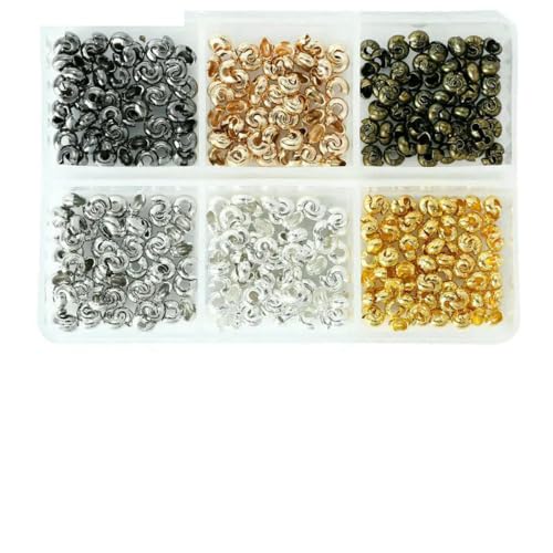600 Stück/Box, 6 Stile, Messingrohr-Quetschperlen, Spitzen, Knotenabdeckungen, Drahtschutz, Endperle für DIY-Schmuckherstellung, Zubehör-2 600 Stück/Box, 6 Stile, Messingrohr-Quetschperlen, Spitzen, Knotenabdeckungen, Drahtschutz, Endperle für DIY-Schmuckherstellung, Zubehör-2 von SEDRGH