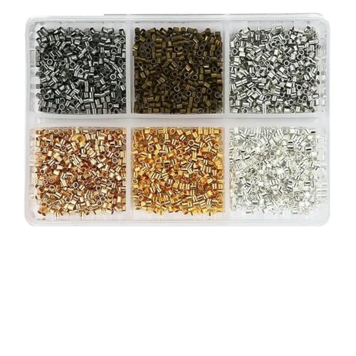 600 Stück/Box, 6 Stile, Messingrohr-Quetschperlen, Spitzen, Knotenabdeckungen, Drahtschutz, Endperlen für DIY-Schmuckherstellung, Zubehör-3 600 Stück/Box, 6 Stile, Messingrohr-Quetschperlen, Spitzen, Knotenabdeckungen, Drahtschutz, Endperlen für DIY-Schmuckherstellung, Zubehör-3 von SEDRGH