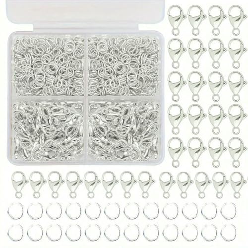 Box DIY Kit Set Gold/Silber Karabinerverschluss Offene Biegeringe Für Schmuckherstellung Zubehör Haken Kettenverschluss Armband Halsketten-Typ4 von SEDRGH