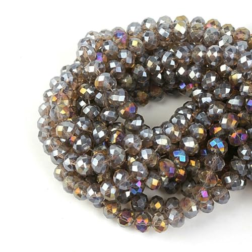 Bunte 3/4/6/8/10 mm Rondelle Österreich facettierte Kristallglasperlen Lose Abstandsperlen für die Schmuckherstellung DIY-Zubehör-GrauAB5688-4,0 mm von SEDRGH