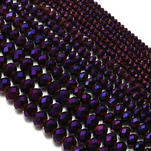 Bunte 3/4/6/8/10 mm Rondelle Österreich facettierte Kristallglasperlen Lose Abstandsperlen für die Schmuckherstellung DIY-Zubehör-Lila5672-4,0 mm von SEDRGH