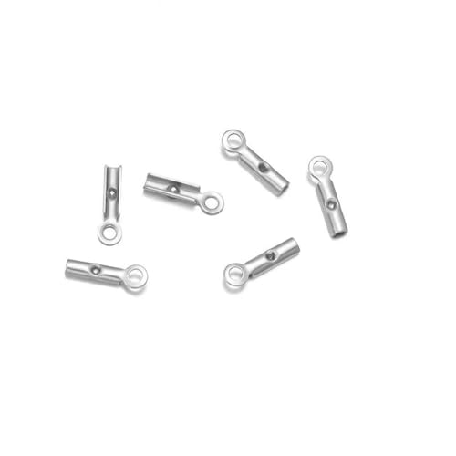 Edelstahl-Crimp-Endperlenkappen, Lederband-Clip-Spitze, gefaltete Crimp-Perlen-Armbandverbinder für die Schmuckherstellung, Stahl, rund, 1 mm, 50 Stück von SEDRGH