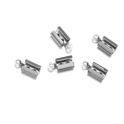 Edelstahl-Crimp-Endperlenkappen, Lederband-Clip-Spitze, gefaltete Crimp-Perlen-Armbandverbinder für die Schmuckherstellung, rund, 4,0 mm, 50 Stück von SEDRGH