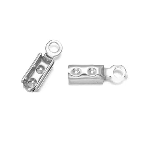 Edelstahl-Crimp-Endperlenkappen, Lederband-Clip-Spitze, gefaltete Crimp-Perlen-Armbandverbinder zur Schmuckherstellung, quadratischer Stahl, 2 mm, 50 Stück von SEDRGH