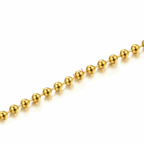 Goldfarbene Kugelkette aus Edelstahl für Herren und Damen, Halskette, Armband, Schlüsselanhänger, für DIY-Schmuckherstellung, Zubehör, verschiedene Perlenketten, 1 m, Gold, 8 mm, 1 Meter von SEDRGH