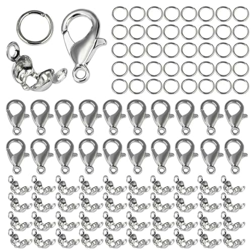 Karabinerverschlüsse aus Edelstahl, offene Biegeringe, Quetschperlen, Abdeckungen, Halsketten-Endverbinder, Zubehör für DIY-Schmuckzubehör, 05, Weiß K Karabinerverschlüsse aus Edelstahl, offene Biegeringe, Quetschperlen, Abdeckungen, Halsketten-Endverbinder, Zubehör für DIY-Schmuckzubehör, 05, Weiß K von SEDRGH