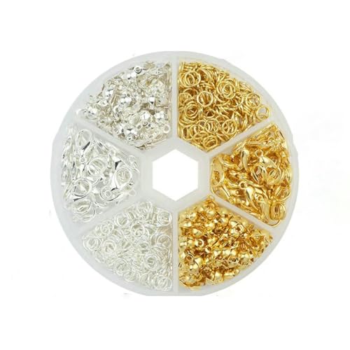 Metall-Hummerverschlüsse, offene Biegeringe, Crimp-Blumen-Abstandshalter, Perlen-Set für DIY-Armband, Halskette, Schmuckherstellungs-Kits, Zubehör-TH005 Metall-Hummerverschlüsse, offene Biegeringe, Crimp-Blumen-Abstandshalter, Perlen-Set für DIY-Armband, Halskette, Schmuckherstellungs-Kits, Zubehör-TH005 von SEDRGH
