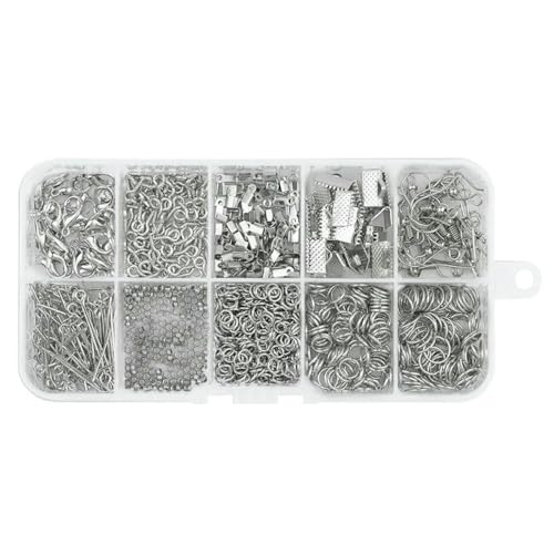 Metall-Hummerverschlüsse, offene Biegeringe, Crimp-Blumen-Abstandshalter-Perlen-Set für DIY-Armband, Halskette, Schmuckherstellungs-Kits, Zubehör-TH009 von SEDRGH