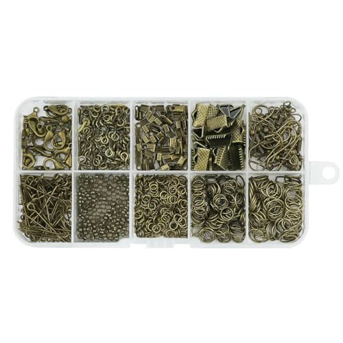 Metall-Hummerverschlüsse, offene Biegeringe, Crimp-Blumen-Abstandshalter-Perlen-Set für DIY-Armband, Halskette, Schmuckherstellungs-Kits, Zubehör-TH010 Metall-Hummerverschlüsse, offene Biegeringe, Crimp-Blumen-Abstandshalter-Perlen-Set für DIY-Armband, Halskette, Schmuckherstellungs-Kits, Zubehör-TH010 von SEDRGH