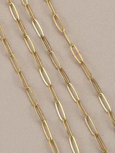Meter 2 Meter Edelstahl-Flachketten zur Schmuckherstellung, DIY-Komponenten, Zubehörmaterial, 3,5 mm, Goldfarbe, 2 m von SEDRGH
