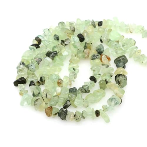 Natürliche blaue Amazonit-Chips, Steinperlen, unregelmäßige Kieskristallperlen zur Schmuckherstellung, DIY-Armband, Halskettenzubehör – Prehnit – 5 Stück (ca. 40,6 cm) von SEDRGH