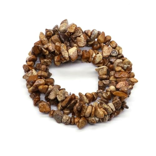 Natürliche blaue Amazonit-Chips, Steinperlen, unregelmäßiger Kies, Kristallperle zur Schmuckherstellung, DIY-Armband, Halskettenzubehör – Bildjaspis – 10 Stück (ca. 40,6 cm) von SEDRGH