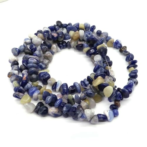 Natürliche blaue Amazonit-Chips, Steinperlen, unregelmäßiger Kies, Kristallperle zur Schmuckherstellung, DIY-Armband, Halskettenzubehör – Blauer Sodalith – 10 Stück (ca. 40,6 cm) von SEDRGH