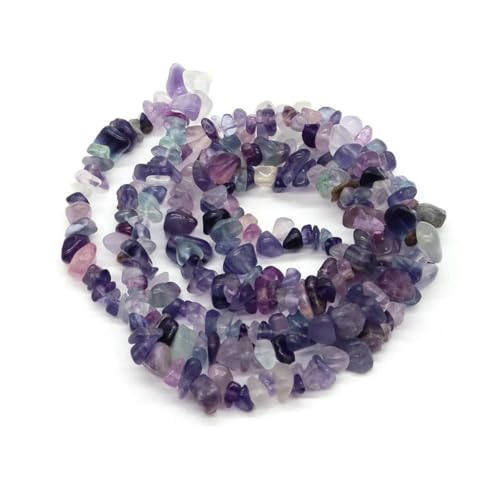 Natürliche blaue Amazonit-Chips, Steinperlen, unregelmäßiger Kies, Kristallperle zur Schmuckherstellung, DIY-Armband, Halskettenzubehör – Fluorit – 10 Stück (ca. 40,6 cm) von SEDRGH