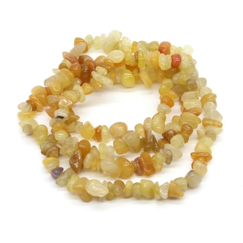 Natürliche blaue Amazonit-Chips, Steinperlen, unregelmäßiger Kies, Kristallperle zur Schmuckherstellung, DIY-Armband, Halskettenzubehör – Gelbe Jade – 10 Stück (ca. 40,6 cm) von SEDRGH