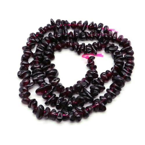 Natürliche blaue Amazonit-Chips, Steinperlen, unregelmäßiger Kies, Kristallperle zur Schmuckherstellung, DIY-Armband, Halskettenzubehör – Granat – 5 Stück (ca. 81 cm) von SEDRGH