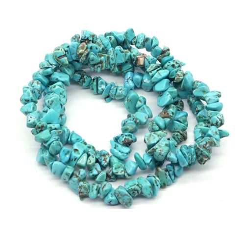 Natürliche blaue Amazonit-Chips, Steinperlen, unregelmäßiger Kies, Kristallperle zur Schmuckherstellung, DIY-Armband, Halskettenzubehör – Grün-Türkis – 5 Stück (ca. 81 cm) von SEDRGH
