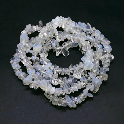 Natürliche blaue Amazonit-Chips, Steinperlen, unregelmäßiger Kies, Kristallperle zur Schmuckherstellung, DIY-Armband, Halskettenzubehör – Opalit – 5 Stück (ca. 40,6 cm) von SEDRGH