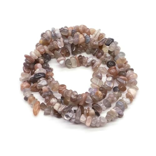 Natürliche blaue Amazonit-Chips, Steinperlen, unregelmäßiger Kies, Kristallperle zur Schmuckherstellung, DIY-Armband, Halskettenzubehör – Oranger Mondstein – 5 Stück (ca. 81 cm) von SEDRGH