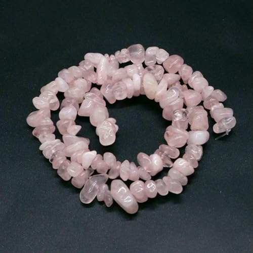 Natürliche blaue Amazonit-Chips, Steinperlen, unregelmäßiger Kies, Kristallperle zur Schmuckherstellung, DIY-Armband, Halskettenzubehör – Rosenquarz – 10 Stück (ca. 81 cm) von SEDRGH