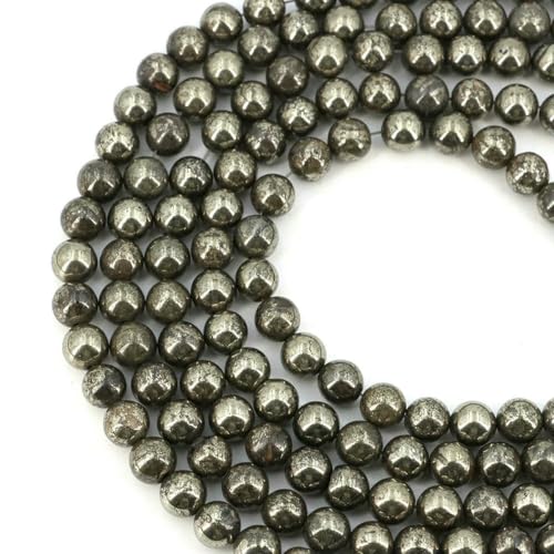 Natürliche schwarze Larvikit-Labradorit-Steinperlen, runde lose Perlen zur Schmuckherstellung, Armband- und Halskettenzubehör, 15 Zoll, 4/6/8/10 mm, Eisenpyrit, 10 mm (ca. 36 Stück) von SEDRGH