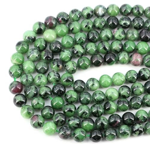 Natürliche schwarze Larvikit-Labradorit-Steinperlen, runde lose Perlen zur Schmuckherstellung, Armband- und Halskettenzubehör, 15 Zoll, 4/6/8/10 mm, Rubin-Zoisit, 10 mm (ca. 36 Stück) von SEDRGH