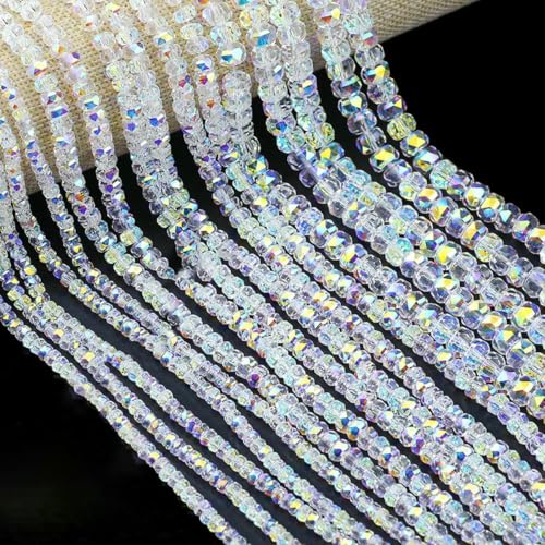 Österreichische Kristallweiße AB-Glasperlen 3/4/6/8 mm transparent mit Loch, lose Perlen für die Herstellung von DIY-Schmuck, Armbändern und Bastelbedarf, flach 6 mm Österreichische Kristallweiße AB-Glasperlen 3/4/6/8 mm transparent mit Loch, lose Perlen für die Herstellung von DIY-Schmuck, Armbändern und Bastelbedarf, flach 6 mm von SEDRGH