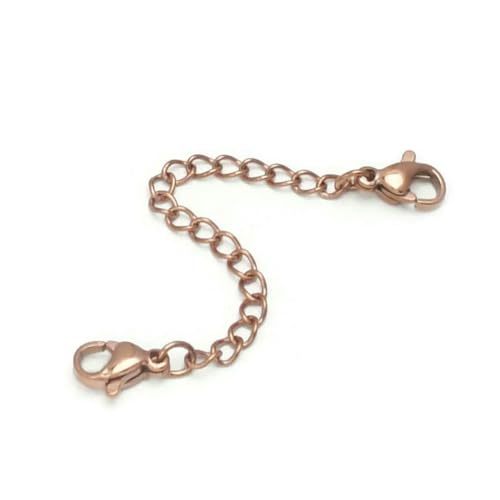 Stück Edelstahl-Halskettenverlängerungen, Armband-Fußkettchen-Verlängerungsketten mit Karabinerverschlüssen und Verschlüssen zur Schmuckherstellung - Roségold - 5 cm von SEDRGH