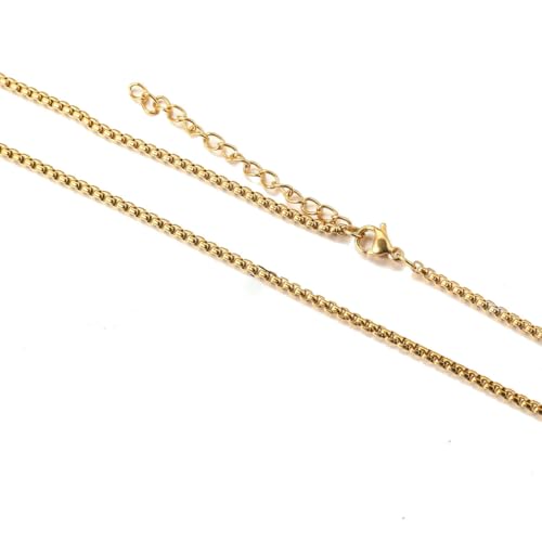 Stück Edelstahl-Perlenkette O-Ripple-Kette Halskette vergoldet 45 cm verstellbare Kette Karabinerverschluss DIY Halskette-FG Stück Edelstahl-Perlenkette O-Ripple-Kette Halskette vergoldet 45 cm verstellbare Kette Karabinerverschluss DIY Halskette-FG von SEDRGH