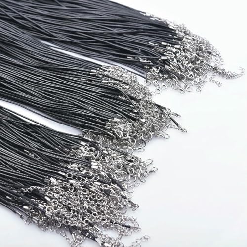 Wachs-Karabinerverschluss-Schnur, 50/55/60 cm, lange Kettenhalsketten für Damen und Herren, Accessoires, Lederseil, DIY-Charms, selbstgemacht, Halsband, 20 Stück, 60 cm von SEDRGH