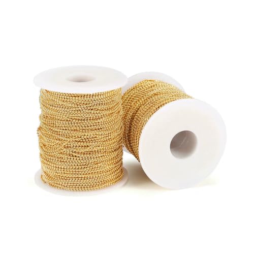 m/Los 1,5 2 2,3,0 mm goldfarbene, kupferbeschichtete Kugelperlenkette, runder Perlenkettenverbinder für die Herstellung von DIY-Schmuck, Halsketten und Armbändern, Gold, 2,0 mm m/Los 1,5 2 2,3,0 mm goldfarbene, kupferbeschichtete Kugelperlenkette, runder Perlenkettenverbinder für die Herstellung von DIY-Schmuck, Halsketten und Armbändern, Gold, 2,0 mm von SEDRGH