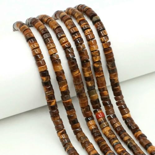 x 4,0 mm flache, runde Naturstein-Abstandsperlen, Amethyst, Lapislazuli, lose Edelstein-Rondelle-Perle für die Schmuckherstellung, DIY-Armband, Halskette, Tigerauge, 20 Stränge von SEDRGH