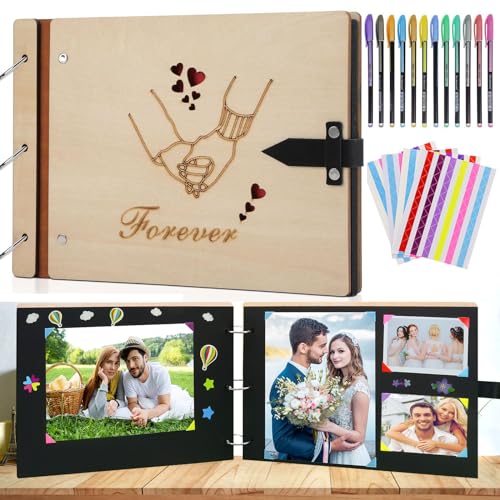 SEEALLDE Fotoalbum Holz zum Sebstgestalten Gästebuch 60 Schwarze Seiten Fotobuch mit 12 Metallstift für Geburtstag, Hochzeit, Weihnachten… SEEALLDE Fotoalbum Holz zum Sebstgestalten Gästebuch 60 Schwarze Seiten Fotobuch mit 12 Metallstift für Geburtstag, Hochzeit, Weihnachten… von SEEALLDE