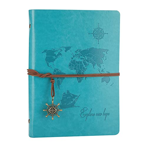 SEEALLDE Leder Tagebuch A5 Ringbuch Notizbuch Weltkarte Leere Seiten Vintage Tagebuch Reisetagebuch von SEEALLDE