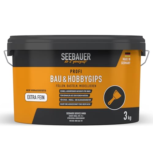 SEEBAUER diy® Bau- und Hobbygips | Modelliermasse zum Gießen und Füllen | Gips zum Einsetzen von Dübel | Geruchslose Spachtelmasse zum Renovieren | Wiederverschließbar (3 kg) von SEEBAUER diy