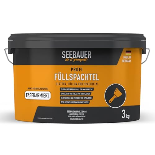 SEEBAUER diy® Profi Füllspachtel für den Innenbereich | Zum Verschließen von Löchern und zum Verspachteln von Gipskartonplatten| Wiederverschließbar (3 kg) von SEEBAUER diy