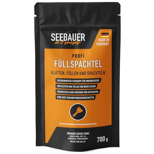 SEEBAUER diy® Profi Füllspachtel für den Innenbereich | Zum Verschließen von Löchern und zum Verspachteln von Gipskartonplatten| Wiederverschließbar (700 g) von SEEBAUER diy