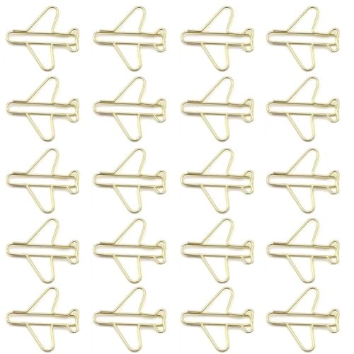 100PSC niedliche Büroklammern in Flugzeugform, lustige Lesezeichen, Metallklammern, dekorative Flugzeug-Papierklemmen für Schule, Büro, Zuhause (Gold) von SEEK RARE