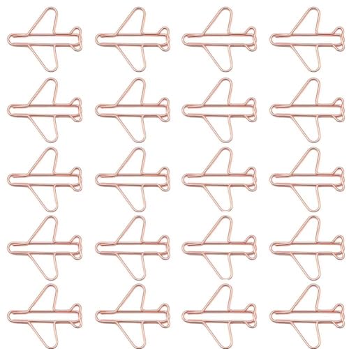 100PSC niedliche Büroklammern in Flugzeugform, lustige Lesezeichen, Metallklammern, dekorative Flugzeug-Papierklemmen für Schule, Büro, Zuhause (Roségold) von SEEK RARE