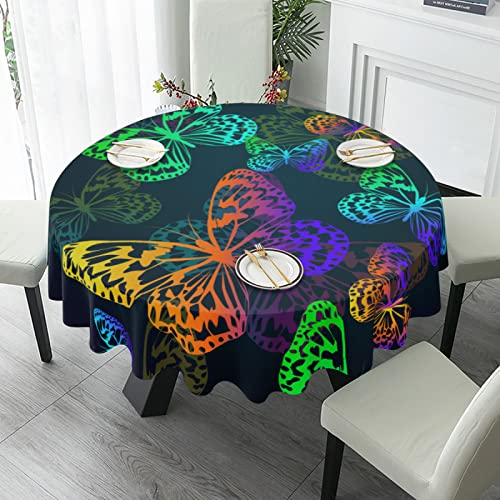 Fantasy Schmetterling runde Tischdecke, 152,4 cm, waschbar, Polyester-Tischdecke, einzelne Grafik für Esszimmer, Party, Café, Bar, Tischdekoration von SEEKJOYS