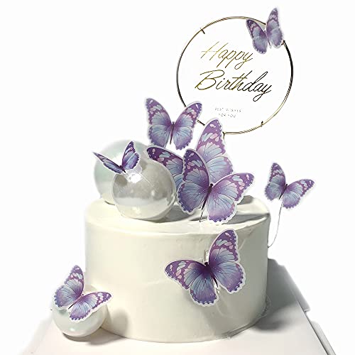 Tortenaufsätze Schmetterling und „Happy Birthday“ aus goldfarbenem Metall, Dekorationen für Geburtstagkuchen, Party-Dekorationen, Blau/Violett, 11 Stück Tortenaufsätze Schmetterling und „Happy Birthday“ aus goldfarbenem Metall, Dekorationen für Geburtstagkuchen, Party-Dekorationen, Blau/Violett, 11 Stück von SEERMIA