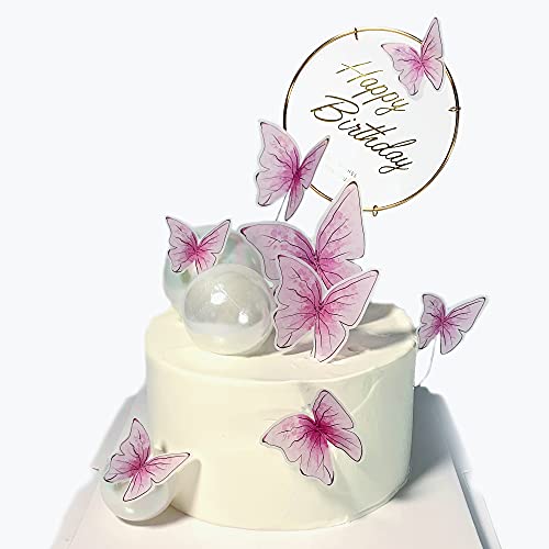 Tortenaufsätze Schmetterling und „Happy Birthday“ aus goldfarbenem Metall, Dekorationen für Geburtstagkuchen, Party-Dekorationen, Rot, 11 Stück von SEERMIA