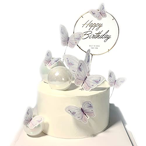 Tortenaufsätze Schmetterling und „Happy Birthday“ aus goldfarbenem Metall, Dekorationen für Geburtstagkuchen, Party-Dekorationen, Tinte, 11 Stück von SEERMIA