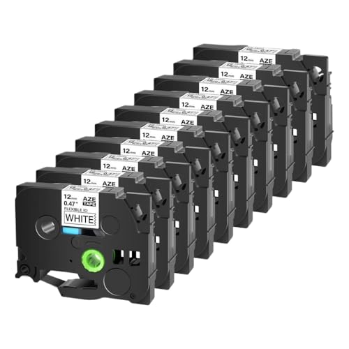 10pk 6-24mm kompatible flexible ID-Etikettenklebeband Kompatibel mit Drucker TZ-FX221 FX631 FX131 TZE-FX231(Black on white) von SEFNPOME