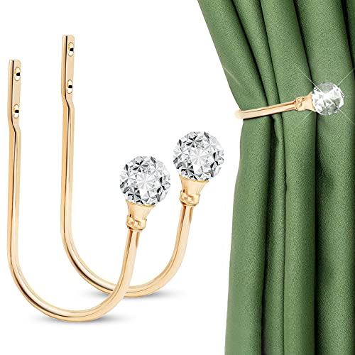 Vorhanghalter, Vorhang-Raffhalter Haken für Vorhänge, Kristall-Vorhanghalter, Gold-Vorhanghalter für Wand, Metall, Vorhanghaken, dekorative Fensterbehandlung, Raffhalter (Gold) von SEGNAYEN