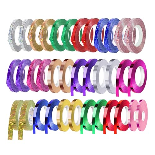 Ballonband-Set, schillernd, glänzend, gekräuselt, 5 mm x 10 m, mehrfarbig, Dekorationsband für Bastelarbeiten, Luftballons, Hochzeit, Weihnachten, Geburtstagsparty, Dekoration, 36 Rollen (mehrfarbig) von SEGXN