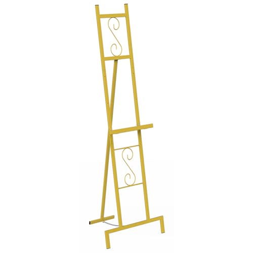Goldener Staffelei-Ständer für Schilder, verstellbar, freistehend, mit Kettenstütze, robuste Metall-Staffelei für Party-Malerei, 43,2 x 43,2 x 147,2 cm H Goldener Staffelei-Ständer für Schilder, verstellbar, freistehend, mit Kettenstütze, robuste Metall-Staffelei für Party-Malerei, 43,2 x 43,2 x 147,2 cm H von SEHERTIWY