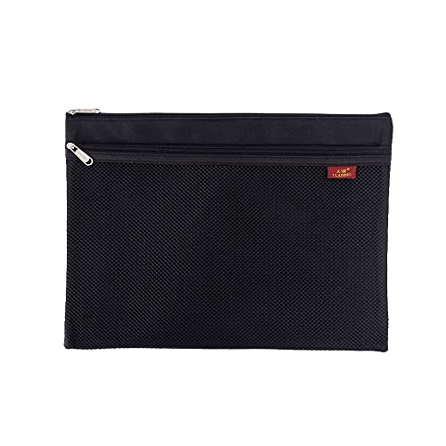 1 STÜCKE A4 Mesh Datei Zip Taschen, Ordner Brieftaschen Mesh Reißverschluss Beutel Nylon Klar Mesh Tasche Wasserdicht Doppel Reißverschluss für Schule Büro Reise Lagerung - Schwarz von SEIWEI