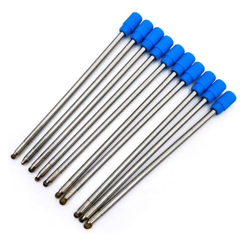10 STÜCKE 7 CM Lang Kugelschreiberminen aus Metall, Schwarze oder Blaue Kompatible Tintenminen 0,5mm Spitze Strichstärke M, Kugelschreiber für Büro Schule Zuhause-Blau von SEIWEI